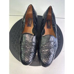 Fratelli Rosetti Black Crocodile Leather Italian Loafers Slip On Sz 9.5